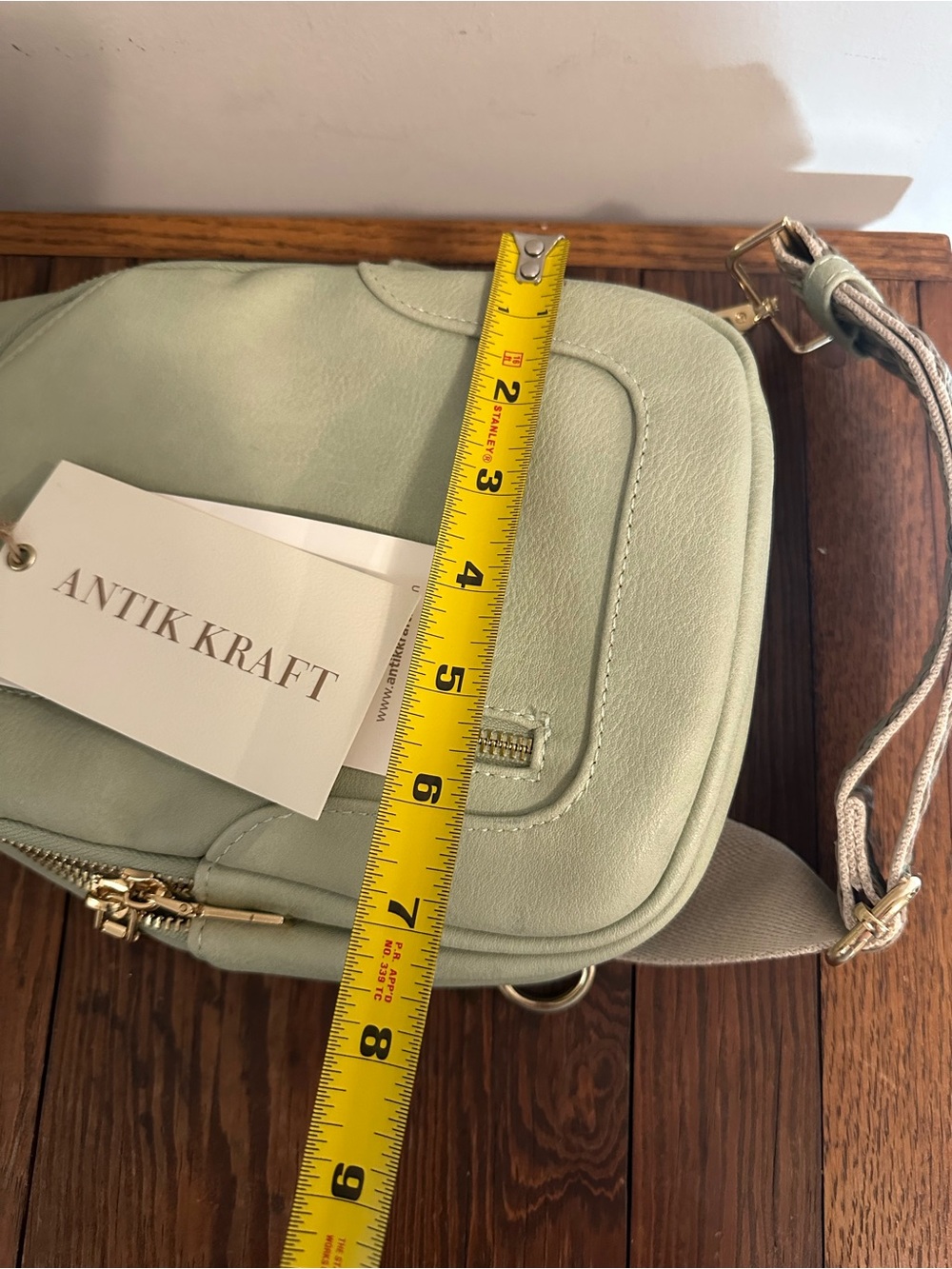 Antik Kraft Sage Green Crossbody Sling with Patterned Guitar Strap - Picture 8 of 9